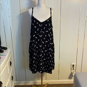 Torrid Black Spaghetti Strap Dress with Colorful Print
